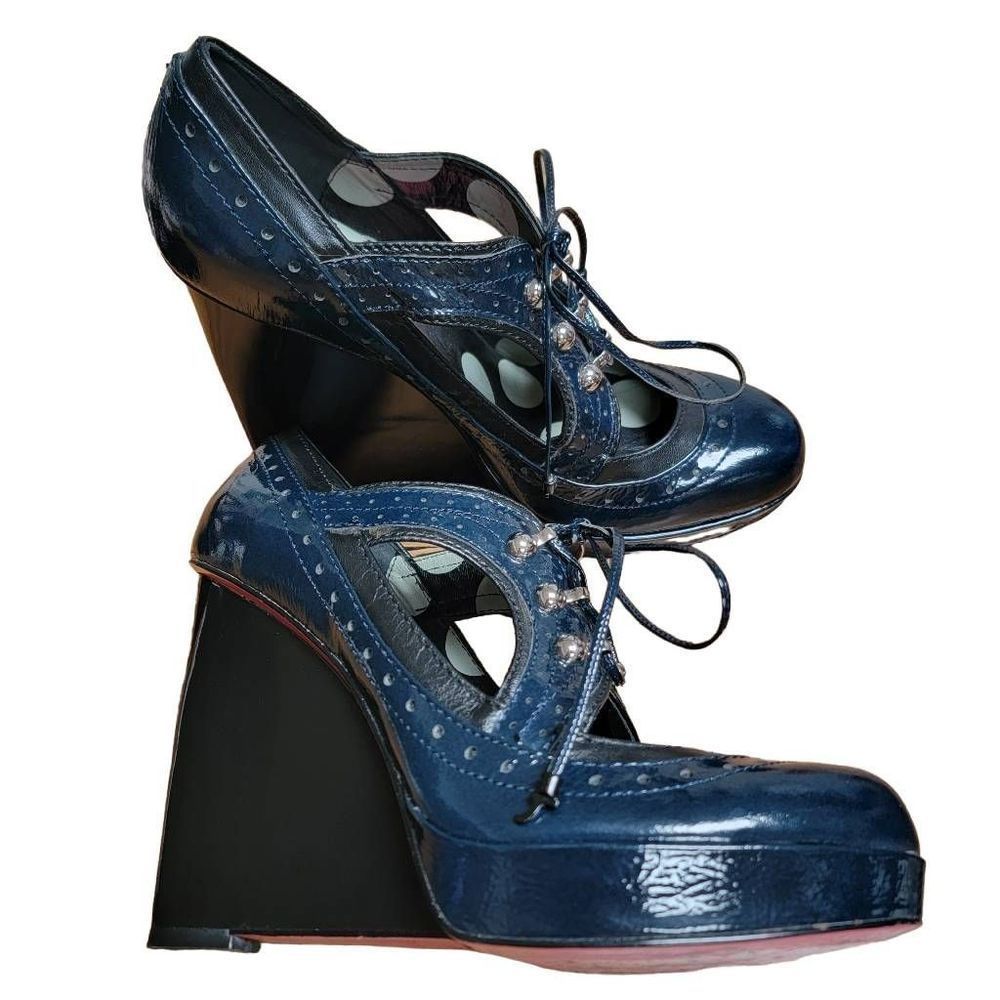 Betsy Johnson Tadum Oxford Corset Platform Wedge Heels Sz 9.5